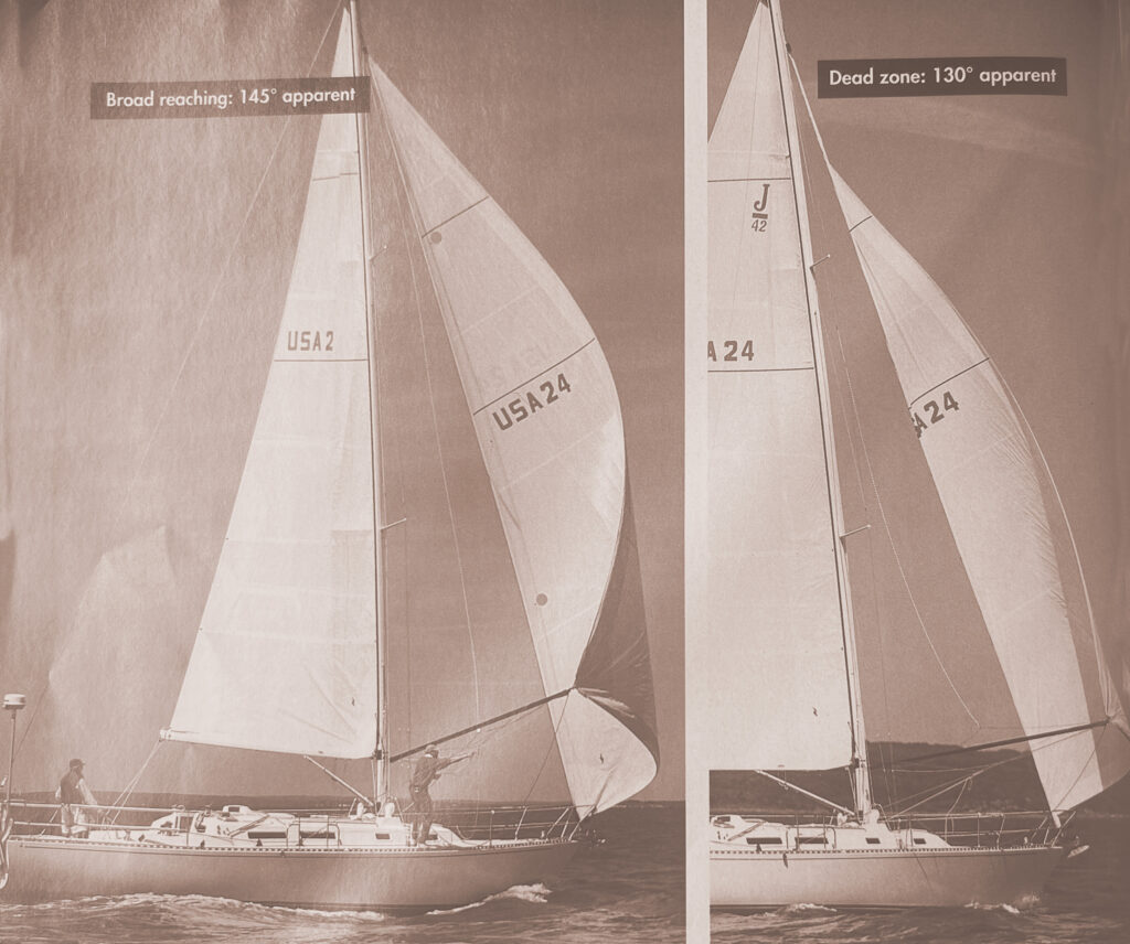 145 vs 130 degree angle with sails