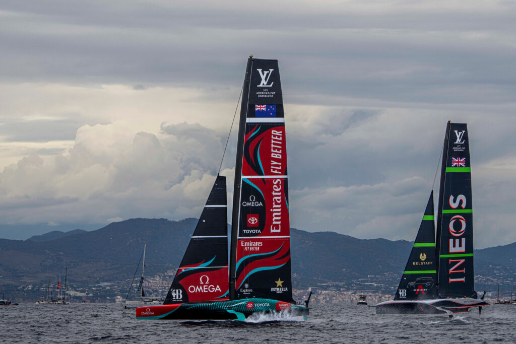 Emirates Team New Zealand leads INEOS Britannia