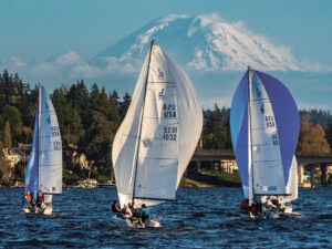 Sailboats racing on Lake Washington