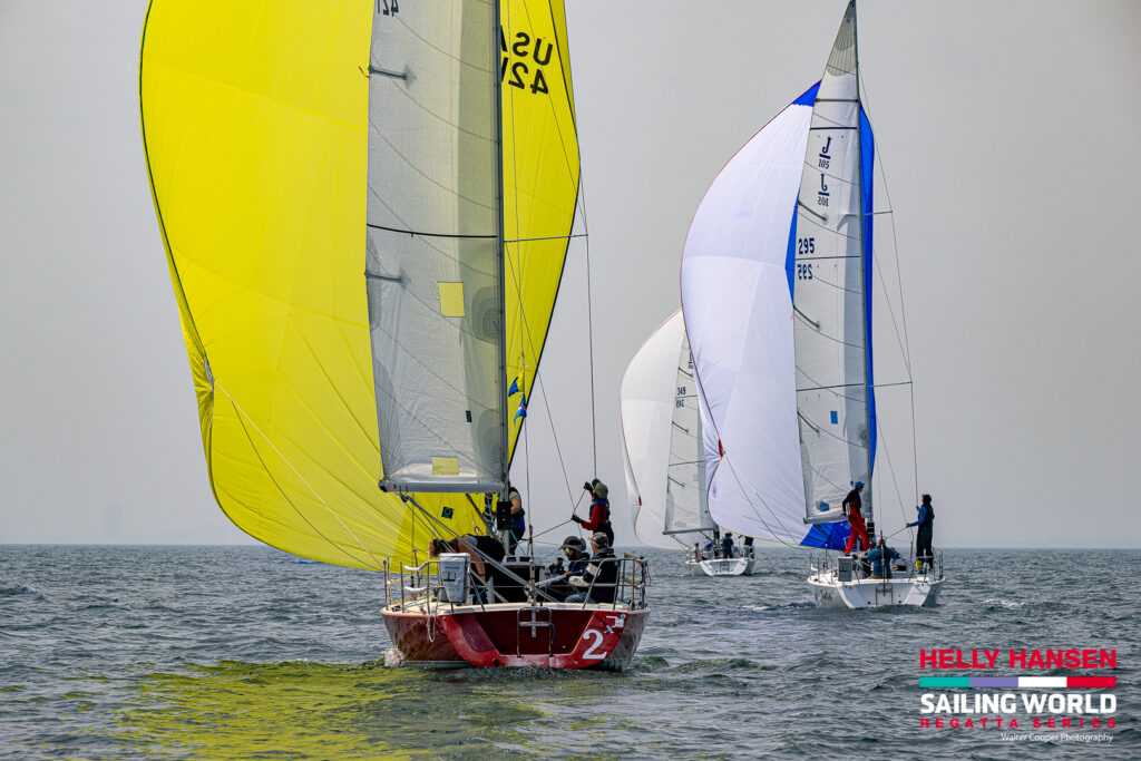 J/105 fleet on Friday at the Helly Hansen Sailing World Regatta Series Chicago