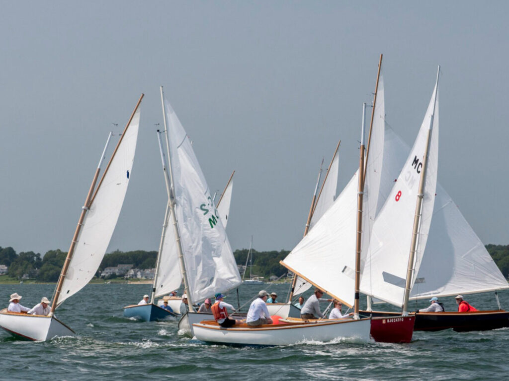 Marshall Sandpiper Catboats racing in Massachusetts for their National Championship.