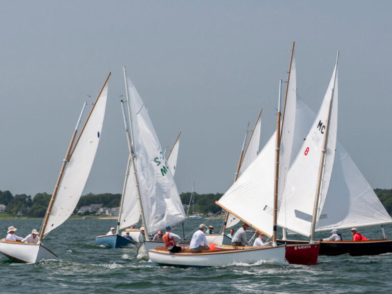 Marshall Sandpiper Catboats racing in Massachusetts for their National Championship.